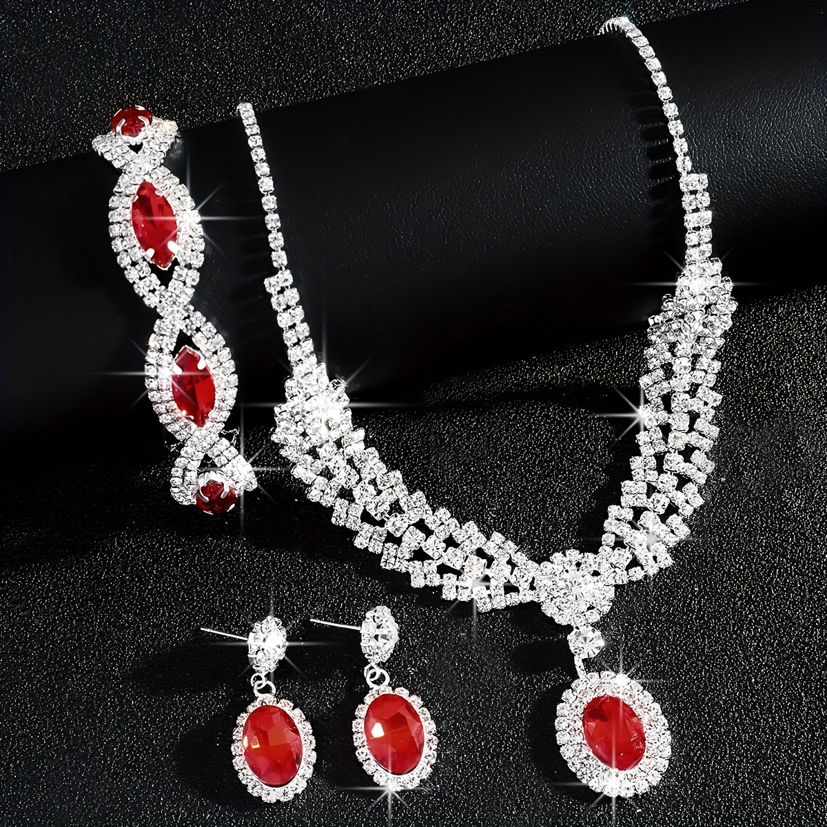 Bride Wedding Jewelry Set - Necklace, Bracelet, Earrings
